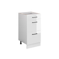 UNTERSCHRANK R-Line Weiß Hochglanz 40 cm mit Schubladen - Weiß Hochglanz/Weiß, Holzwerkstoff (40/81.6/60cm) - Vicco