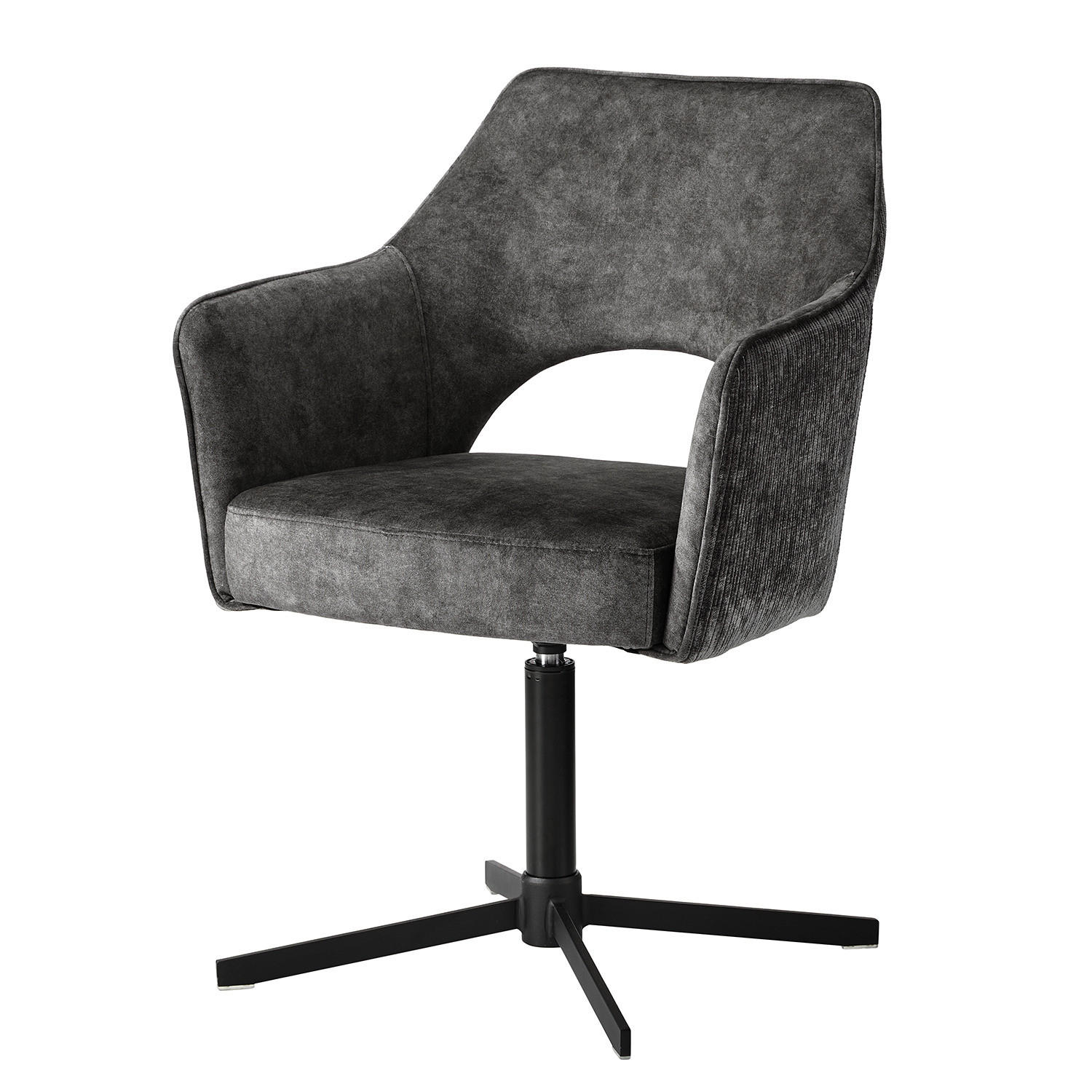 DREHBARER ARMLEHNENSTUHL - Textil / Metall - Graphitfarben, Textil/Metall (64/85/61cm) - home24
