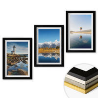 WANDBILDER 3er-Set - 20x30 cm Schwarzer Rahmen - Naturansichten, Leuchtturm, Berge, Ballonfahrt - Schwarz, Kunststoff (20/30cm) - ArtPrintCave