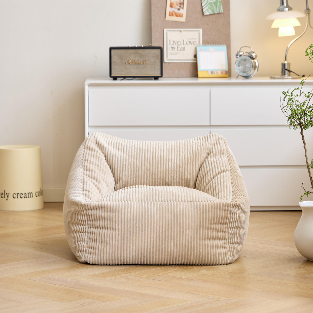POUF kord Beige - Beige, Textil (55/44/55cm) - Nordlys