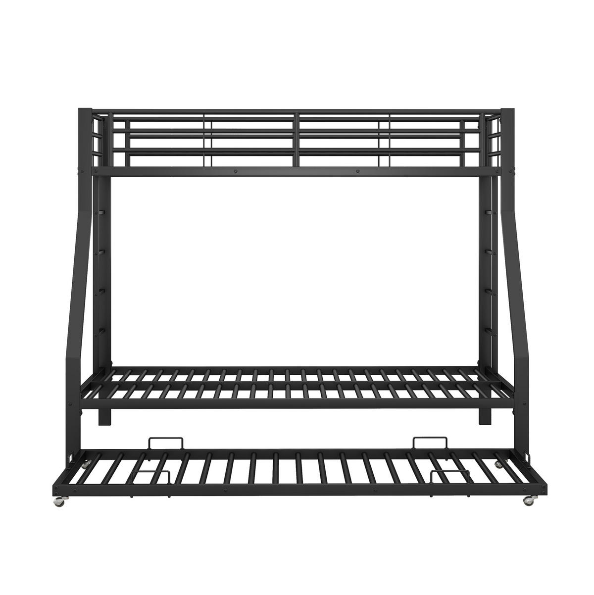 ETAGENBETT aus Metall 90x200/140x200 cm Schwarz mit Ausziehbett und Leitern beidseitig - Schwarz, Metall (90/190cm) - IVMEU
