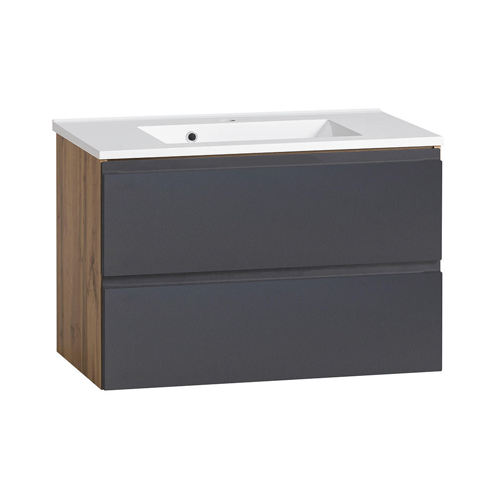 WASCHTISCH Vasto-03 - Braun/Grau, Holzwerkstoff (80/56/47cm) - Lomado