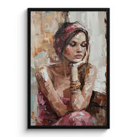POSTER MIT RAHMEN Frau - Lackierung - Porträt - Modern 60x90 cm - Altrosa, Papier (60/90cm) - MuchoWow