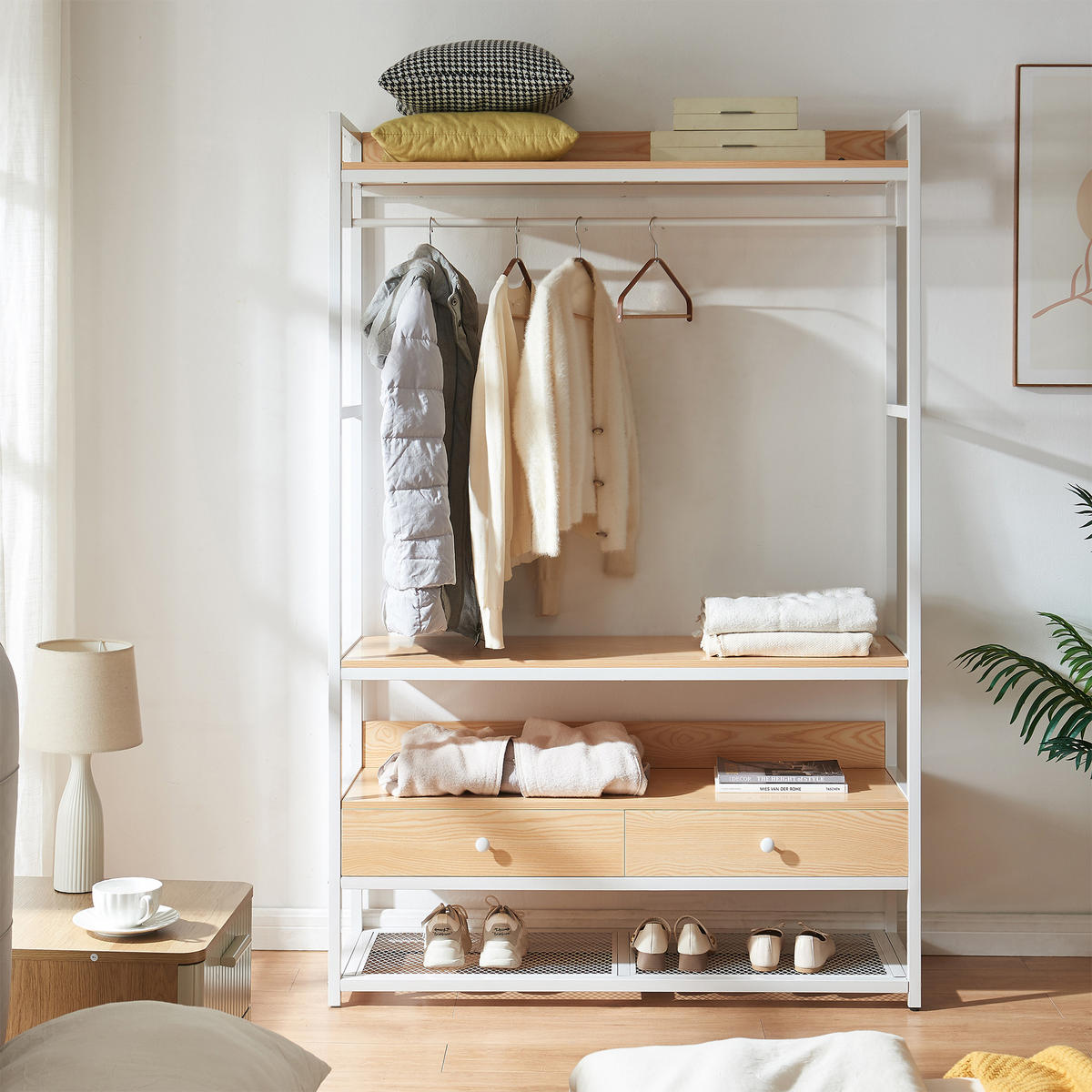 GARDEROBENSTÄNDER Isen - Eichefarben/Weiß, Holzwerkstoff/Metall (120/180/40cm) - [en.casa]