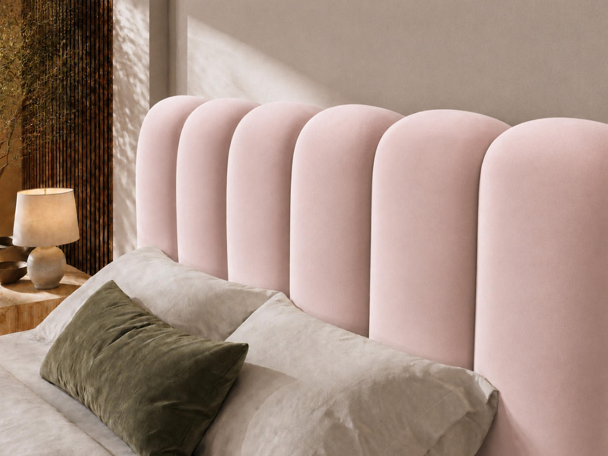 POLSTERBETT MELLOW 140x200 cm in Rosa, gepolstertes Kopfteil, Lattenrost, Bettkasten, Velvet-Stoff - Pink, Holz/Textil (140/200cm) - EMLAR Home