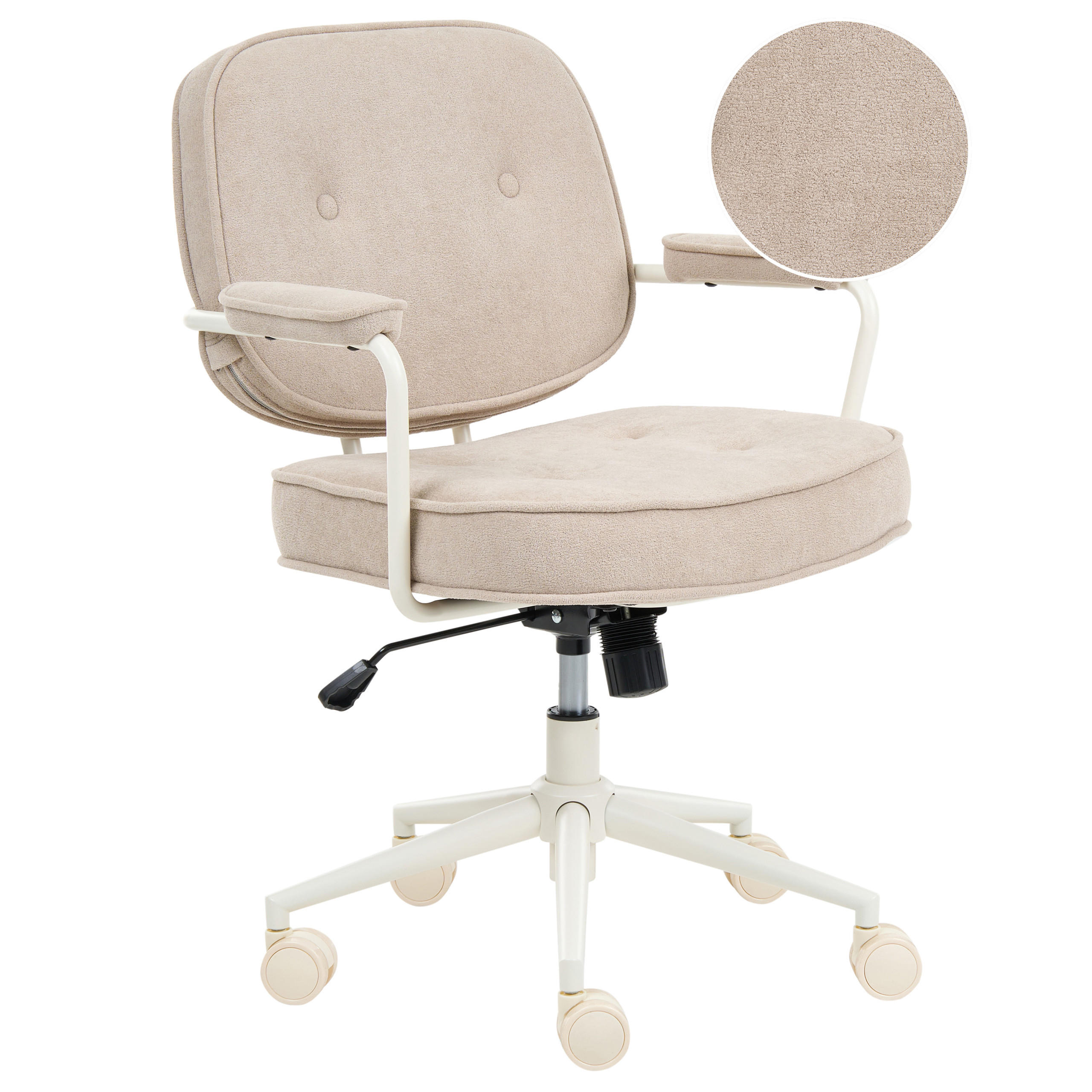 SCHREIBTISCHSTUHL Bouclé Hellbeige Paramus - Beige, Kunststoff (60/81/65cm) - Beliani