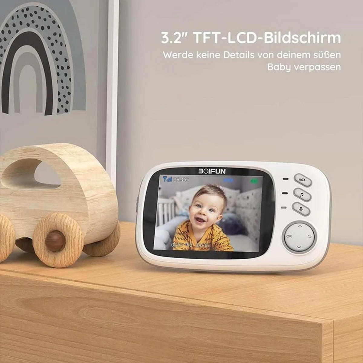 BABYPHONE 3,2-Zoll Nachtsicht Kamera, Weiß - Weiß, Kunststoff - Kaket