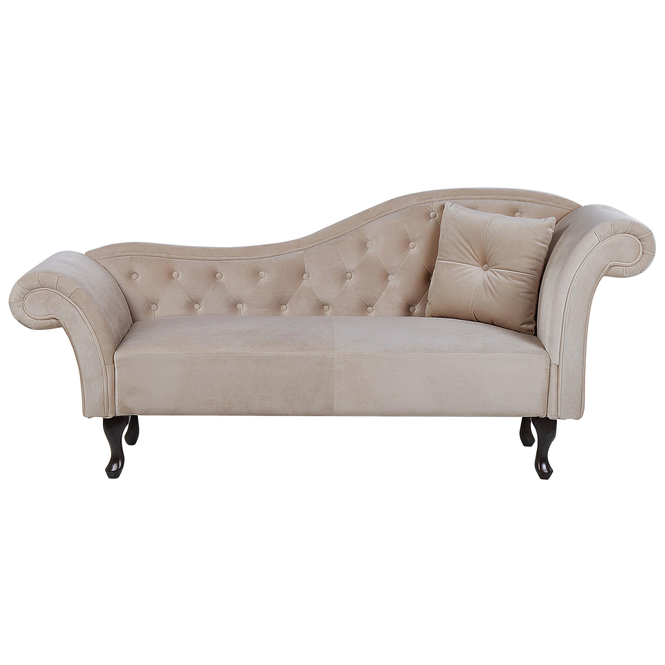 CHAISELONGUE Samtstoff beige rechtsseitig Lattes - Beige, Textil (188/87/59cm) - Beliani