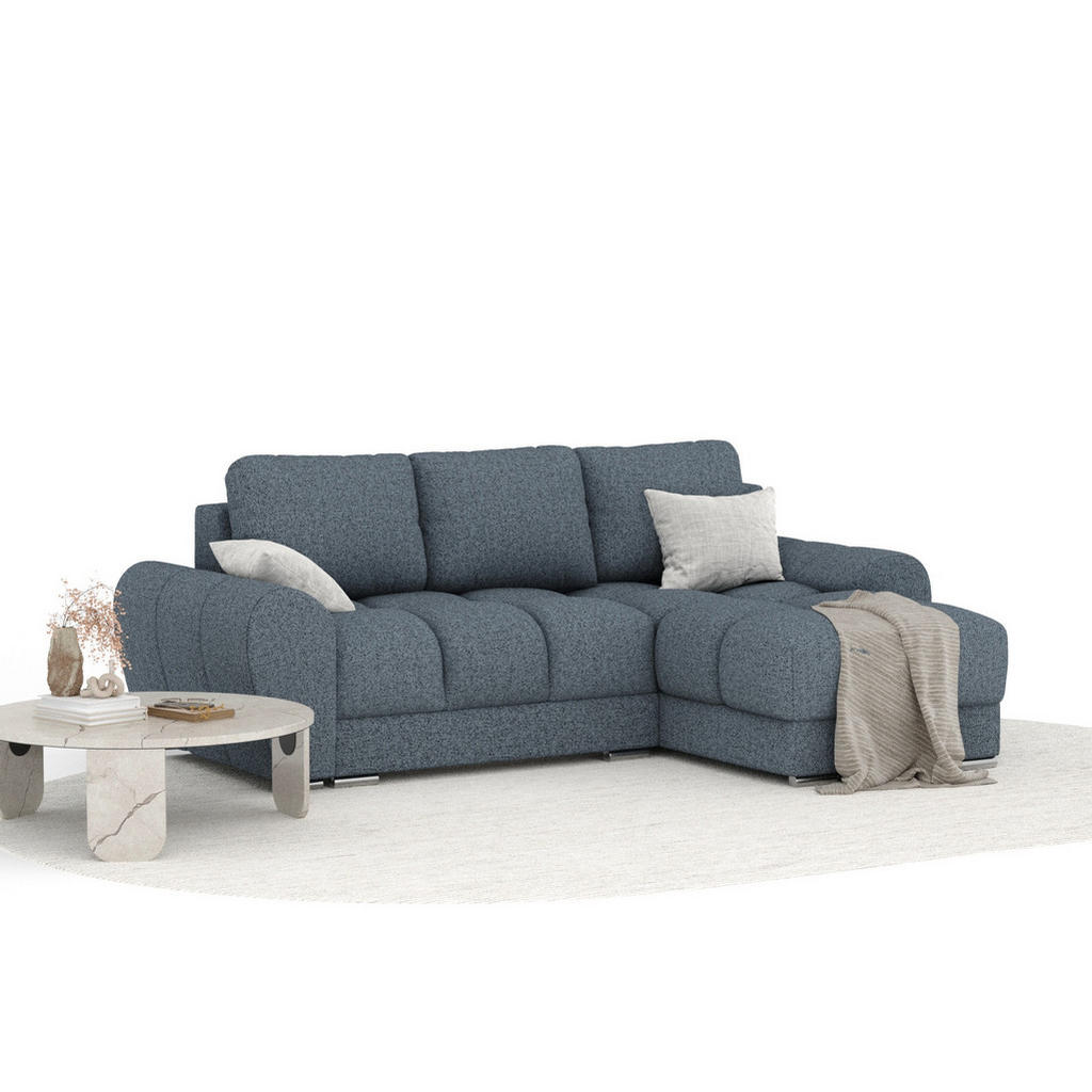 Thumbnail - Maison de Reve Ecksofa, Dunkelblau, Textil, 4-Sitzer, Füllung: Schaumstoff, L-Form,L-Form, 256x175 cm, Oeko-Tex® Standar...