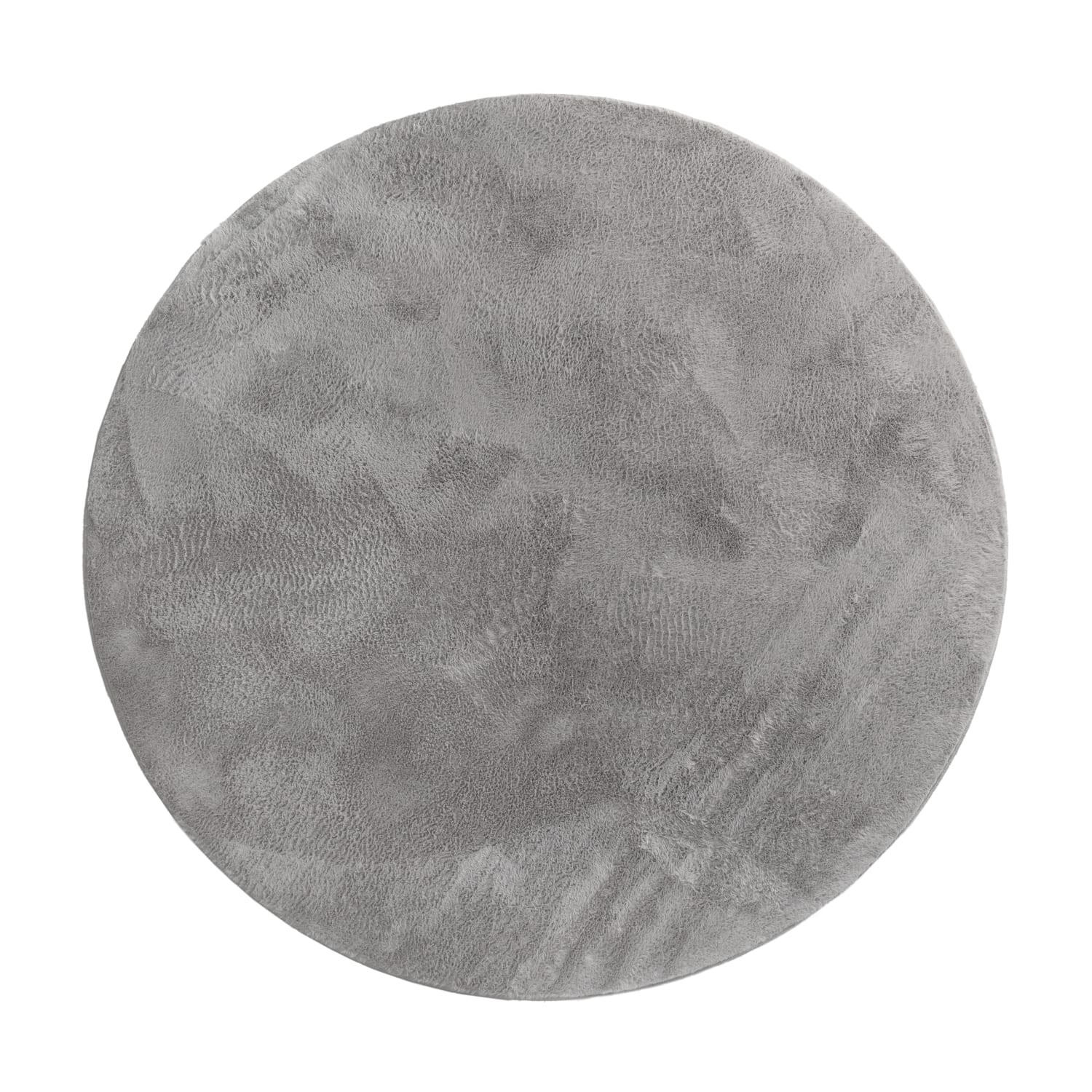TEPPICH Kurzflor waschbar Einfarbig Wohnzimmer schmutzabweisend Anthrazit Rund 80D - Anthrazit, Textil (80/80cm) - KADIMA DESIGN