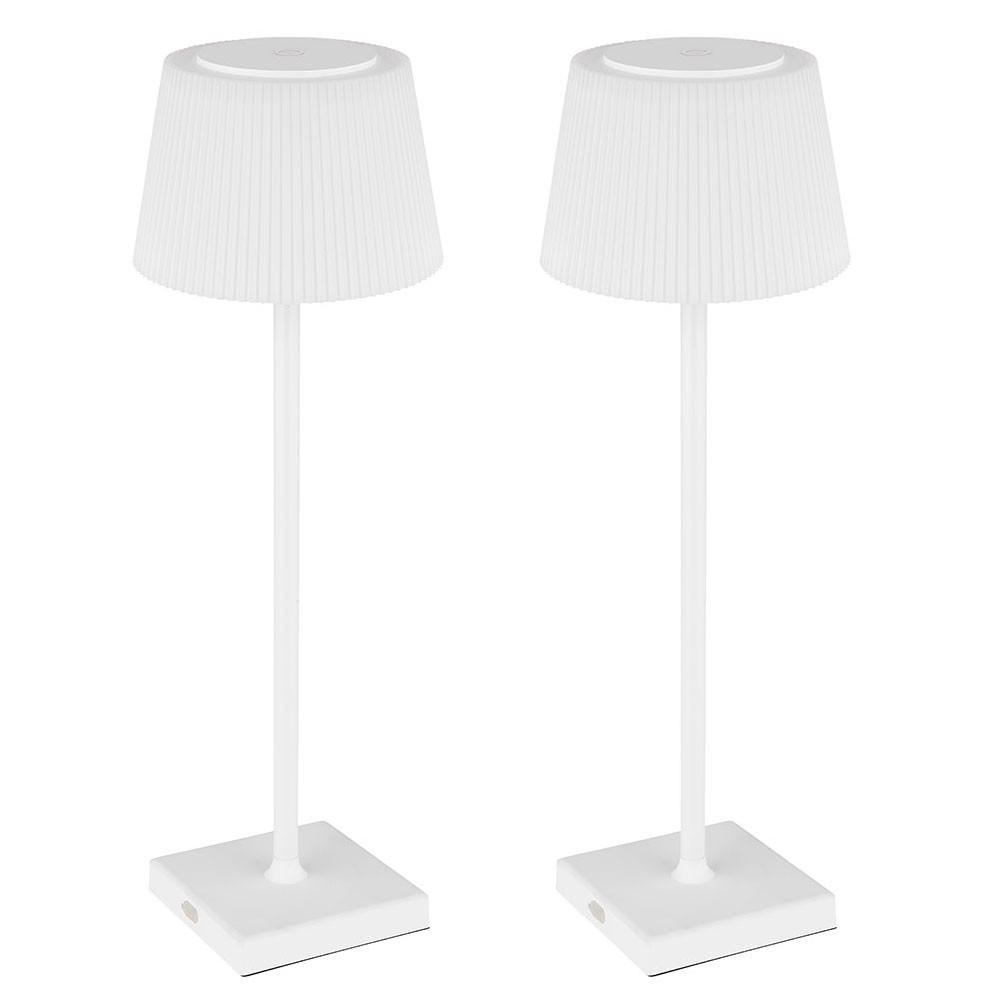LED TISCHLEUCHTE Weiß 2er Set - Weiß, Metall (13/13/38cm) - Globo Lighting