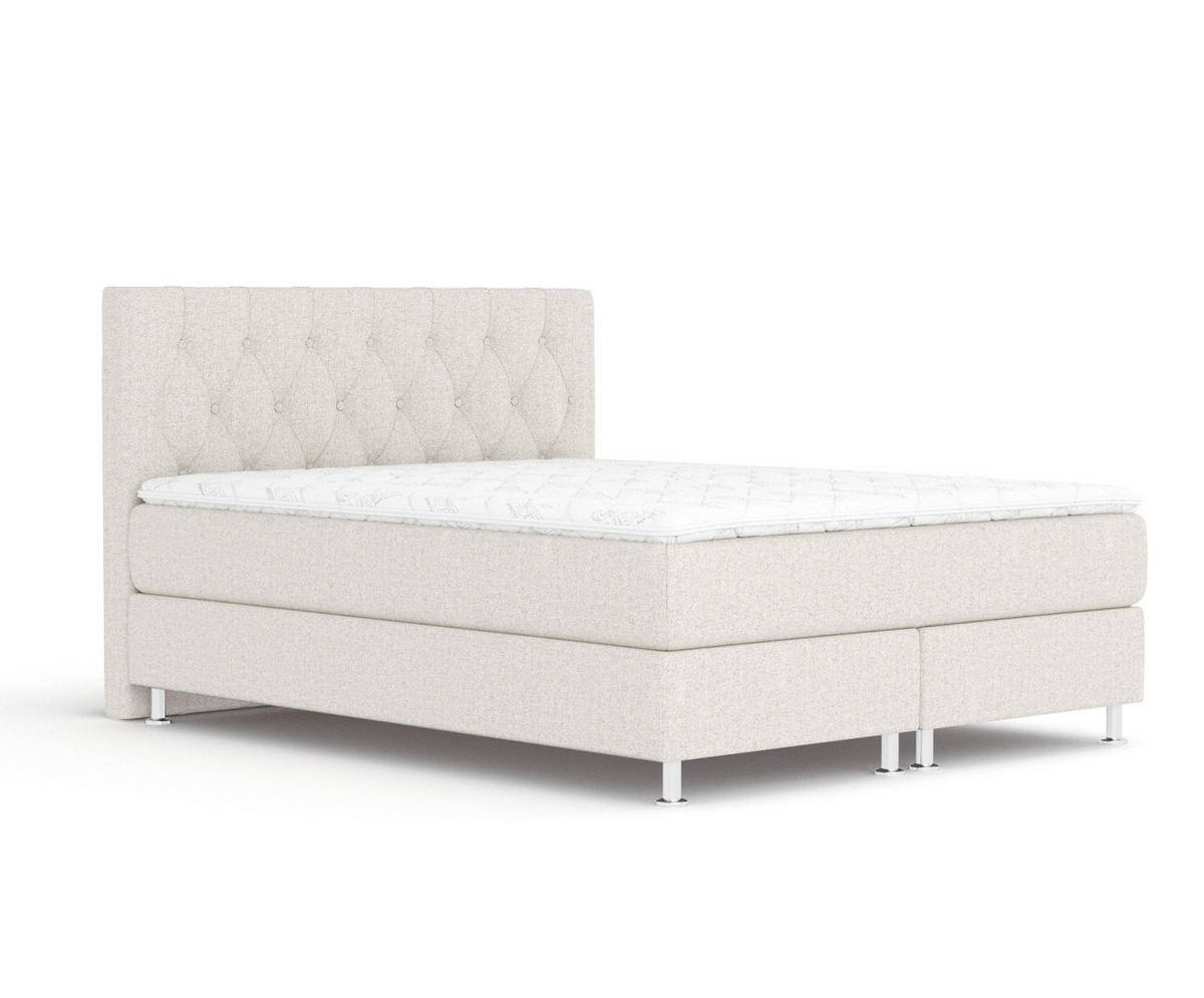 BOXSPRINGBETT Excelsior Hellbeige 200/200 cm mit Latex-Topper - Beige/Silberfarben, Holz/Holzwerkstoff (200/200cm) - Maison de Reve