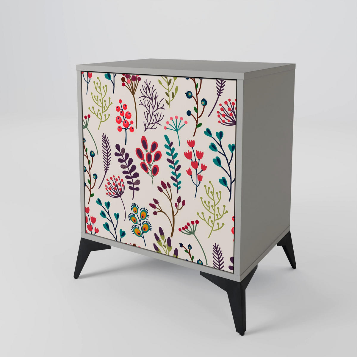 SIDEBOARD AUTUMN SUNDRIES, Grau, 57,5x42x57,5 cm, Ohne Füße - Multicolor/Grau, Holzwerkstoff (57.5/57.5/42cm) - SpaceRebels