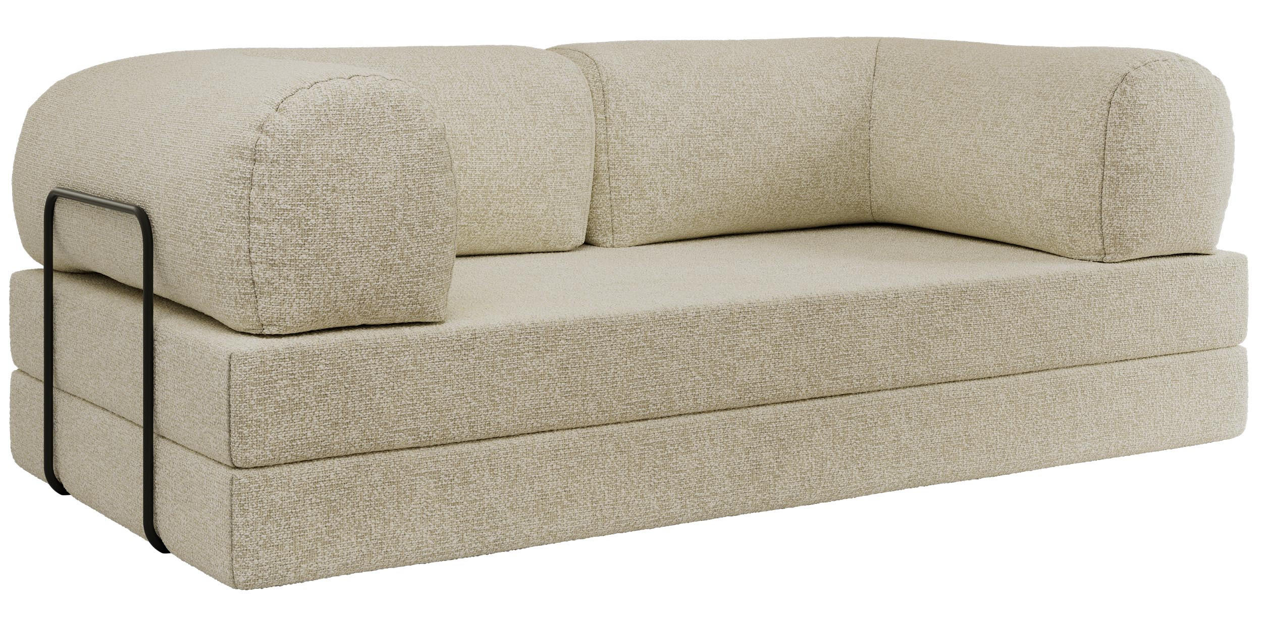 TROJMIESTNA POHOVKA ORSETTO - Krémová Štruktúrovaná látka - čierna/krémová, kov/textil (200/70/100cm) - MKS