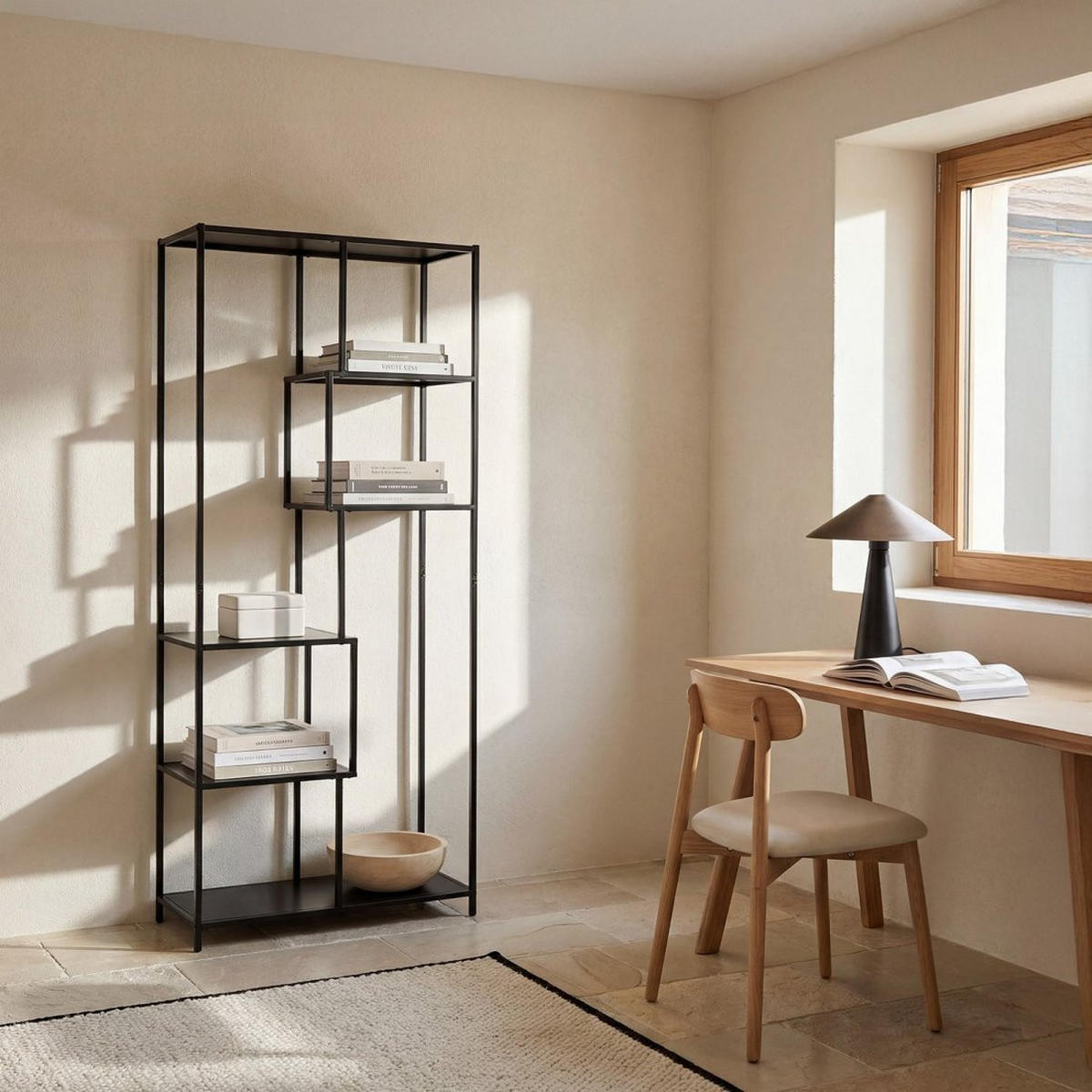 BÜCHERREGAL Ewan Schwarz 77 cm x 185 cm - Schwarz, Metall (77/185/33cm) - Klast Home