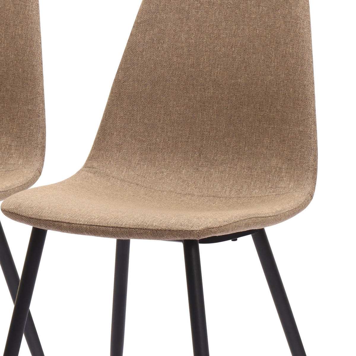 STUHL-SET DE-36873 2 Stück mit Stoffbezug und Metallbeinen Dunkelkhaki - Hellbraun, Metall (52/84.5/43cm) - ComfortXL