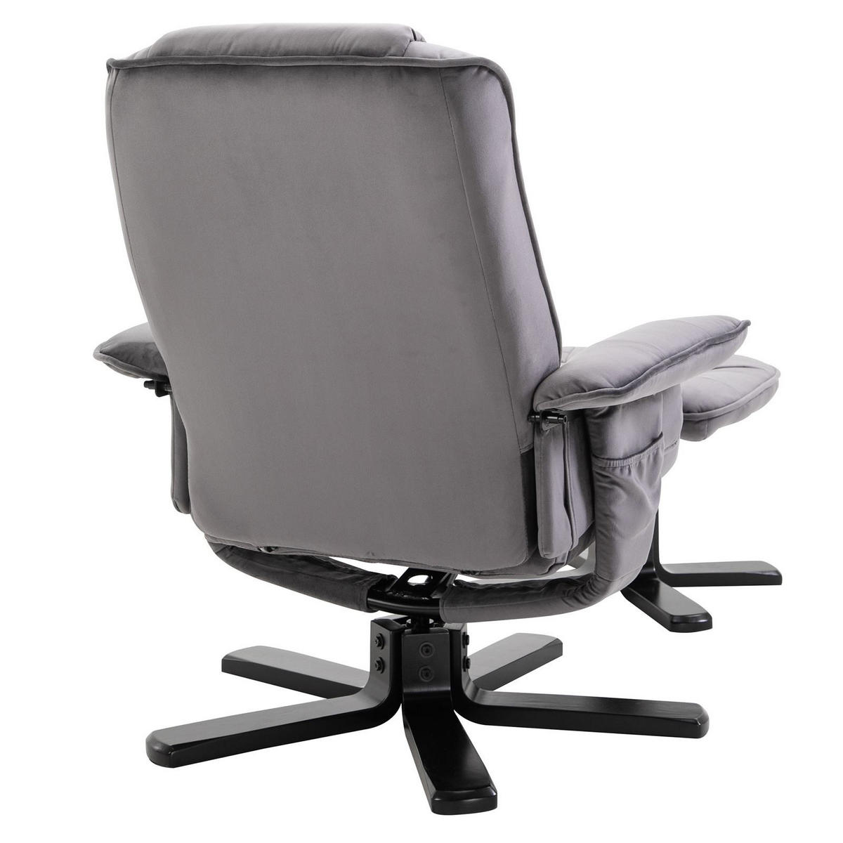 RELAXSESSEL SAMTSTOFF, SET MIT HOCKER CHARLES - Grau, Textil (76/87/61cm) - IDIMEX