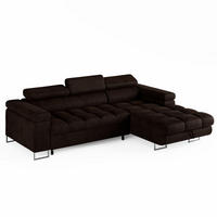 ECKSOFA CLOUD Rechts Braun L-Form Velours-Stoff mit Schlaffunktion und Bettkasten - Chromfarben/Dunkelbraun, Holz/Metall (175/235cm) - Barchello