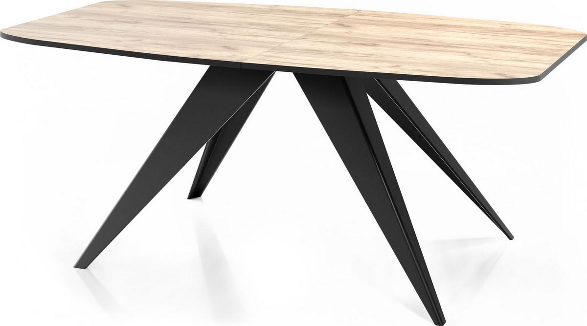 ESSTISCH Foster rechteckig ausziehbar, Craft Eiche 180-218/90/76 cm - Eiche Wotan/Schwarz, Holzwerkstoff/Metall (180/90/76cm) - WFL GROUP
