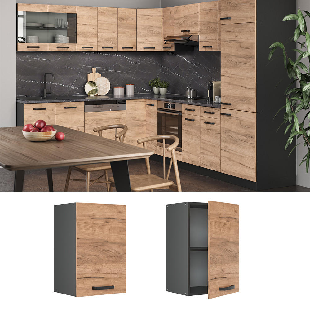 HÄNGESCHRANK R-Line Goldkraft Eiche 40 cm - Anthrazit/Eiche Wotan, Holzwerkstoff (40/60/31cm) - Vicco