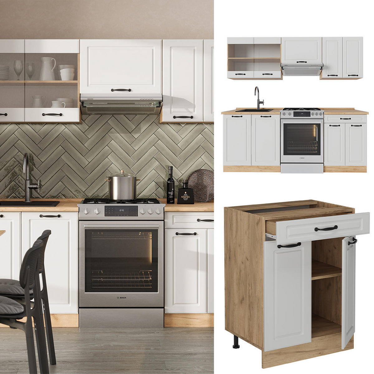 Honigeiche/Weiß, Holzwerkstoff (200/81.6/60cm) - Vicco