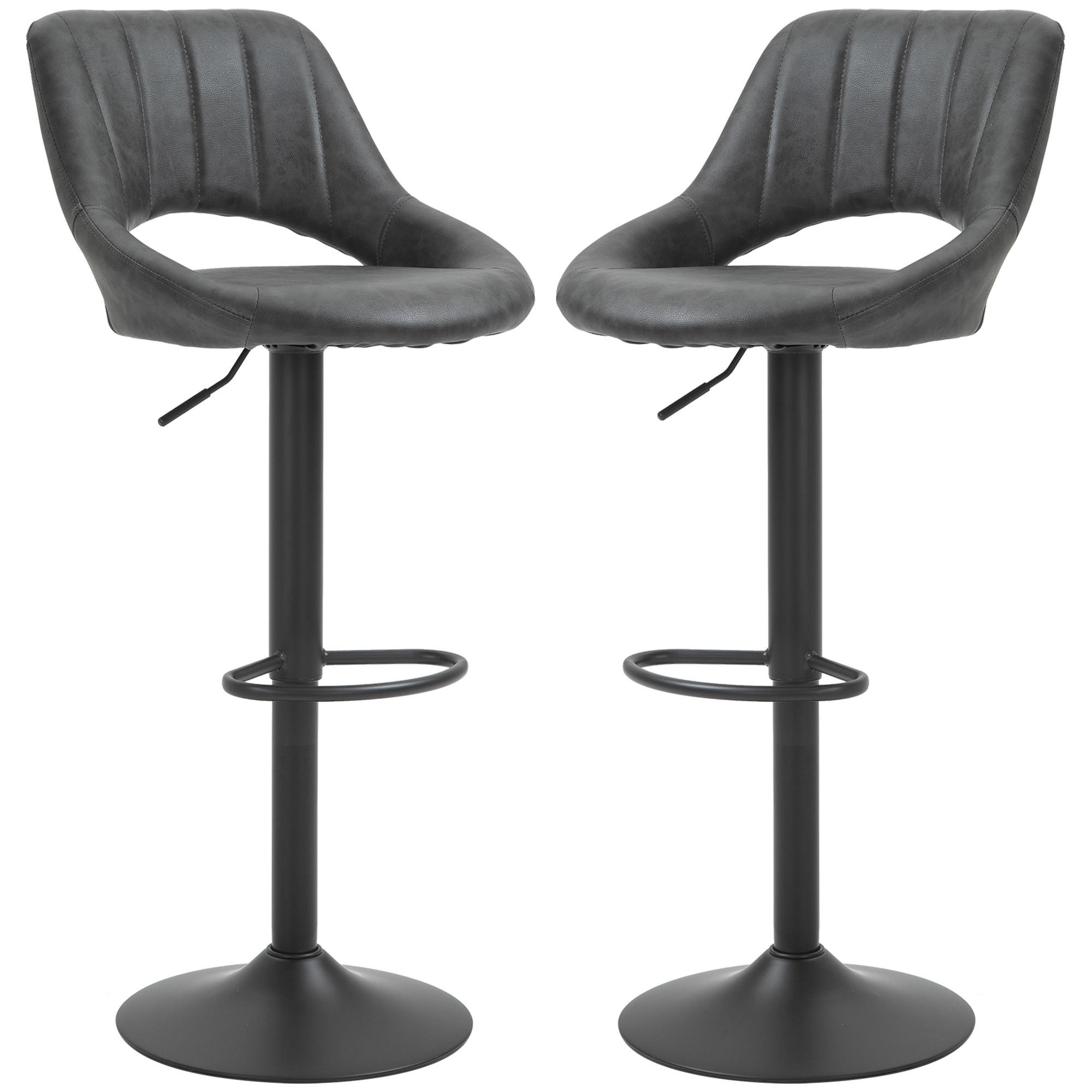 BARHOCKER Ciudad Bajo Grau 2er-Set höhenverstellbar - Grau, Leder/Metall (44/110/49cm) - Jamb