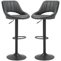 BARHOCKER Ciudad Bajo Grau 2er-Set höhenverstellbar - Grau, Leder/Metall (44/110/49cm) - Jamb
