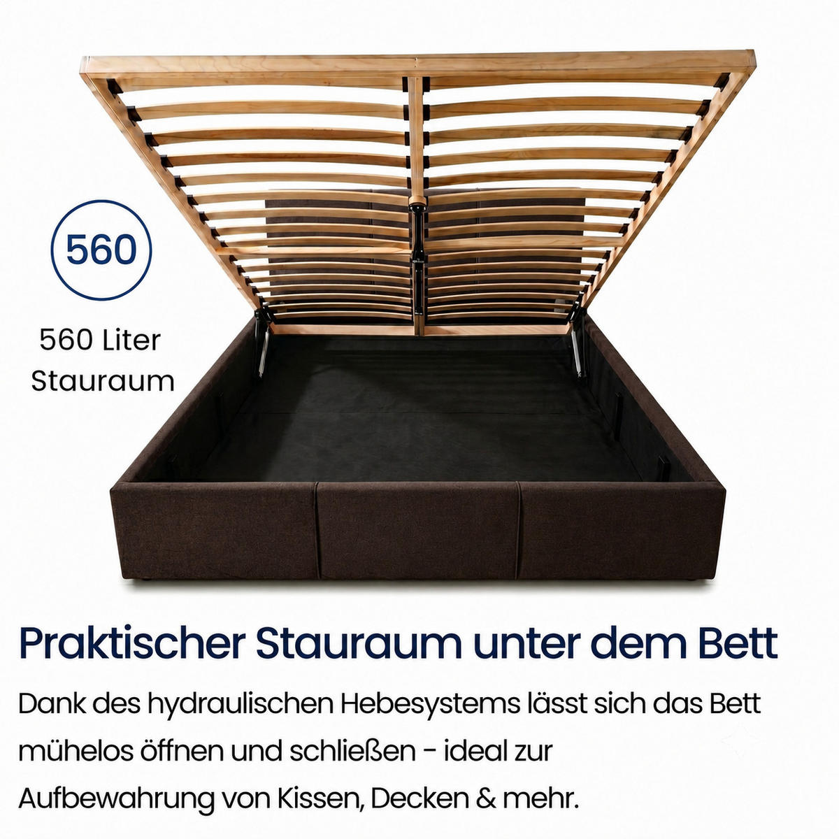 POLSTERBETT mit Stauraum 120x200 cm in Schokoladenbraun - Dunkelbraun, Holzwerkstoff (120/200cm) - Home Collective