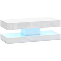 COUCHTISCH Wohnzimmertisch Hochglanz mit LED Beleuchtung, Stauraum Weiß - Weiß, Holzwerkstoff (120/50/42cm) - HOMCOM