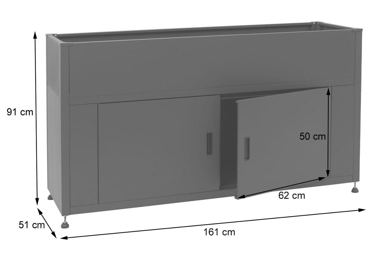 HOCHBEET Anthrazit - Anthrazit, Metall (161/91/51cm) - MCW