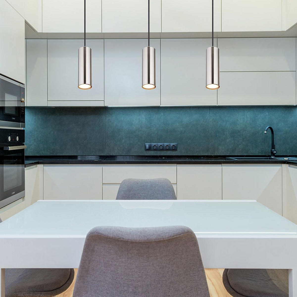 HÄNGELEUCHTE Nickel matt Silber - Silberfarben, Metall (120/9/9cm)