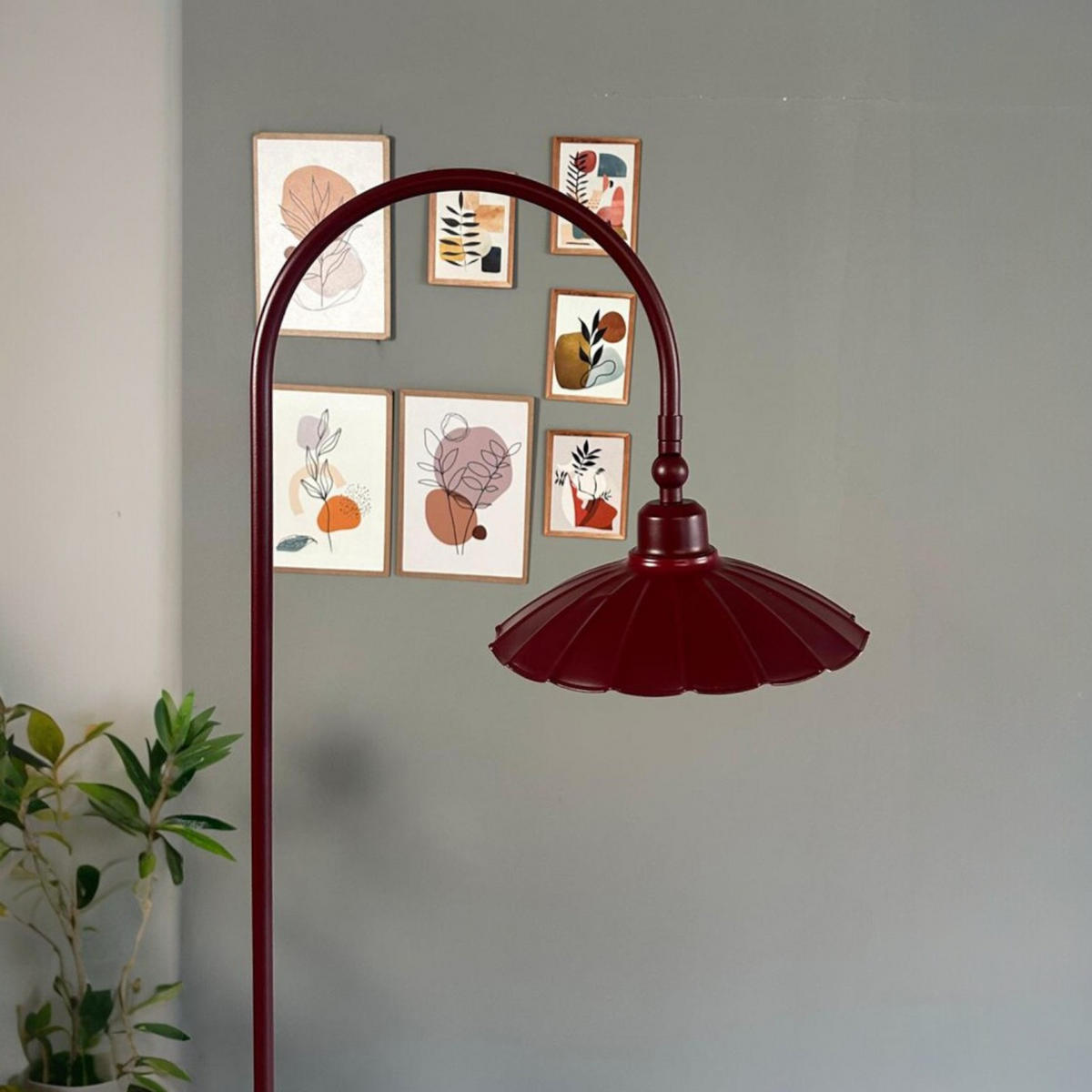 STEHLAMPE Falen 180 Cm - Bordeaux, Metall (35/35/175cm) - Bamyum