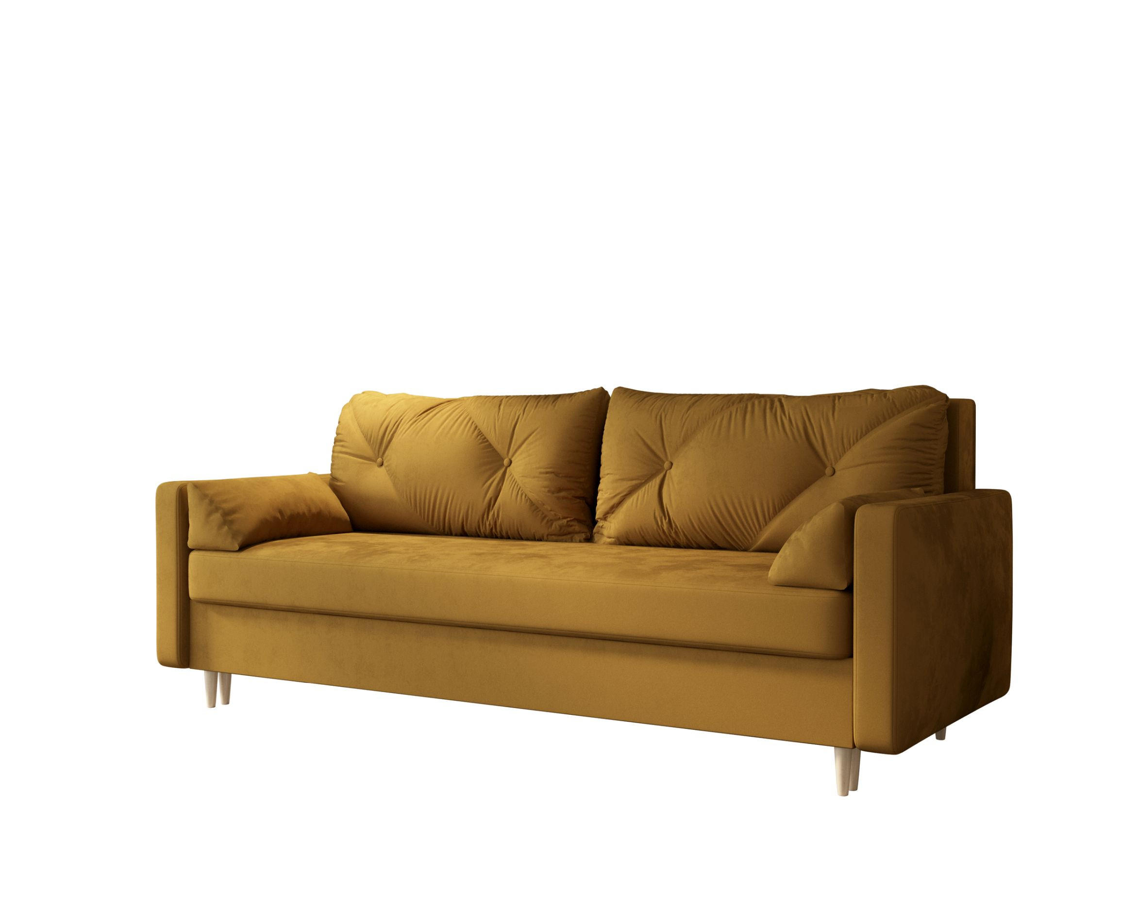 SOFA ASTRA mit Schlaffunktion ITAKA 33 mit Stauraum - Goldfarben, Textil (90/88/228cm) - Bedante