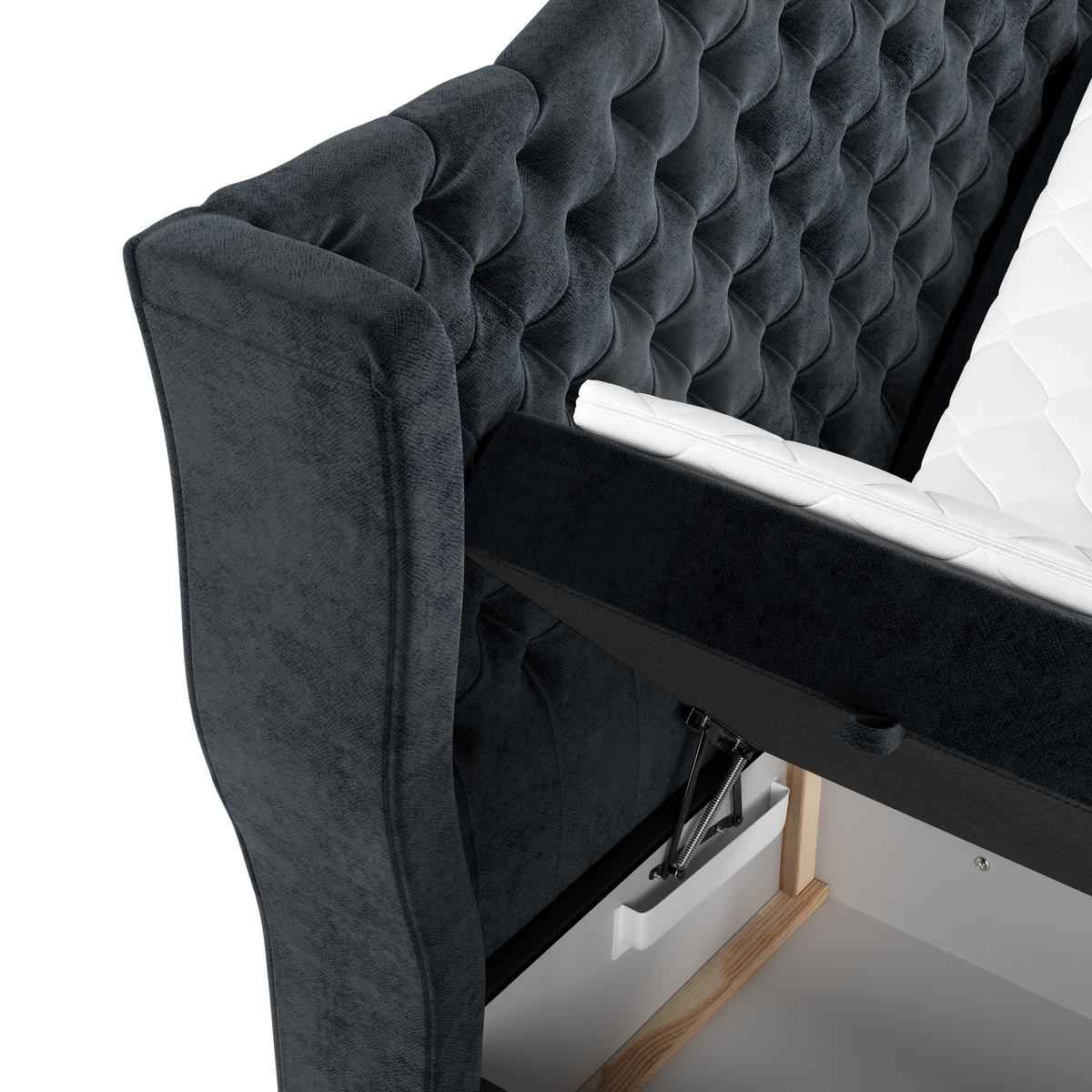 BOXBETT Royal Anthrazit 160/200 cm im Samtstoff - Anthrazit/Schwarz, Holz/Holzwerkstoff (160/200cm) - Maison de Reve