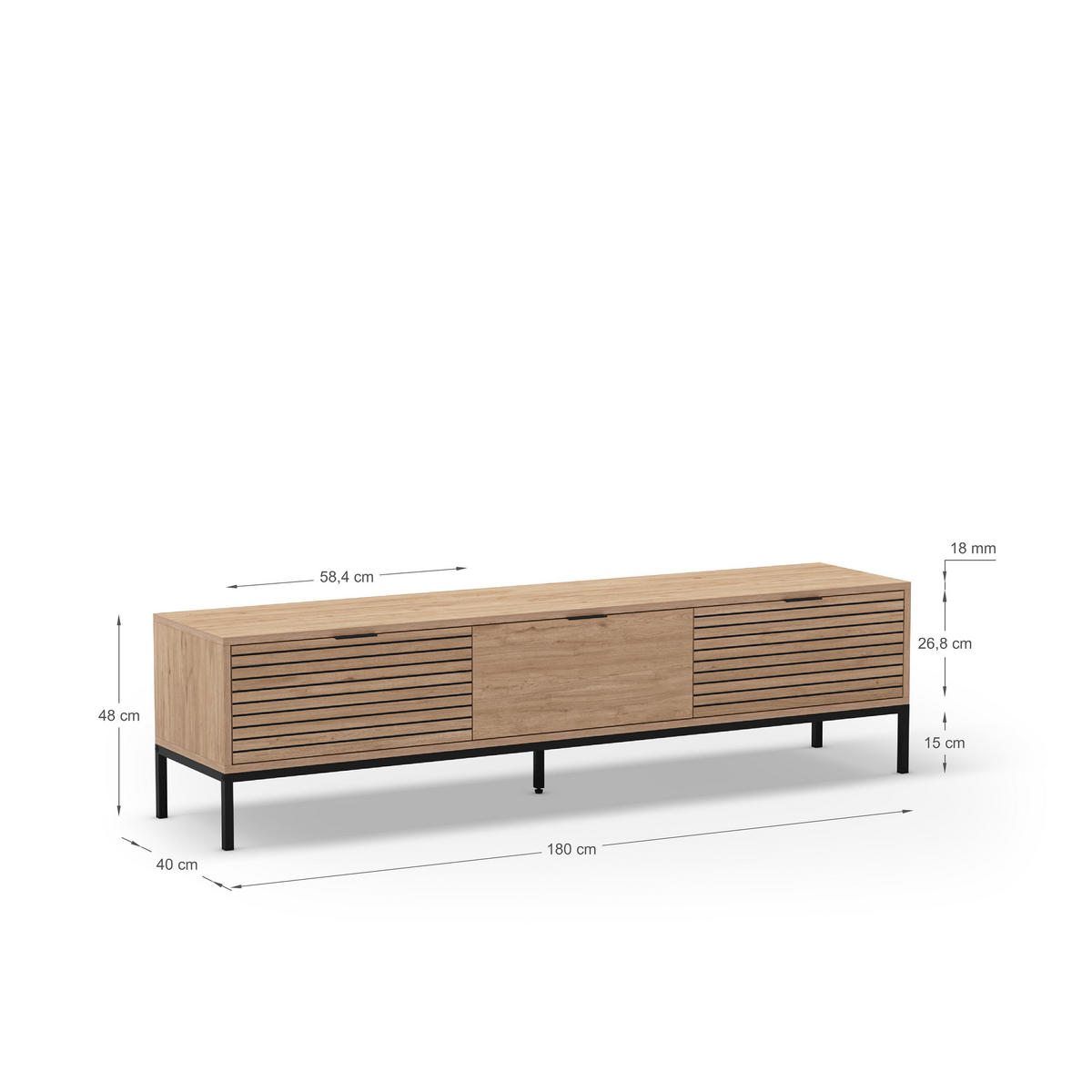 TV-STÄNDER Ariel Braun 180/40/48 cm - Braun, Holz (40/48/180cm) - Calicosy