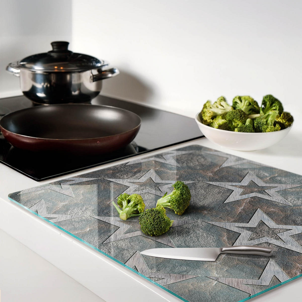 GLASPLATTE 60x52 cm Steinsterne - Braun, Glas (60/0.4/52cm) - TULUP