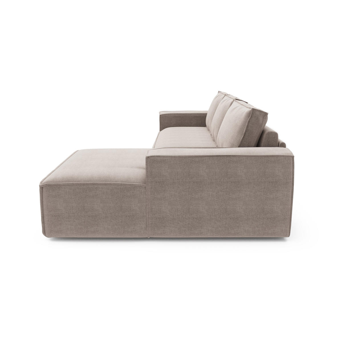 ECKSOFA RECHTS Samt Taupe 302cm - Taupe, Textil (302/165cm) - Sia Home