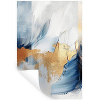 WANDTATTOO Gold - Blau - Aquarell - Kunst - Modern 80x120 cm - Hellblau, Kunststoff (80/120/0.1cm) - MuchoWow