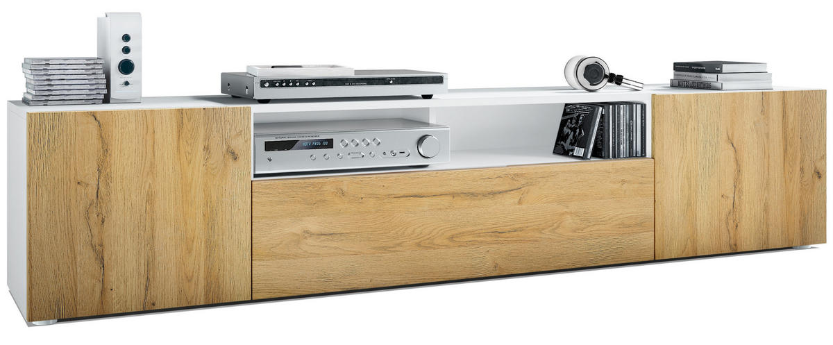 LOWBOARD Mogan Fronten in Eiche Natur - Eichefarben, Holzwerkstoff (181/39/35cm) - Vladon