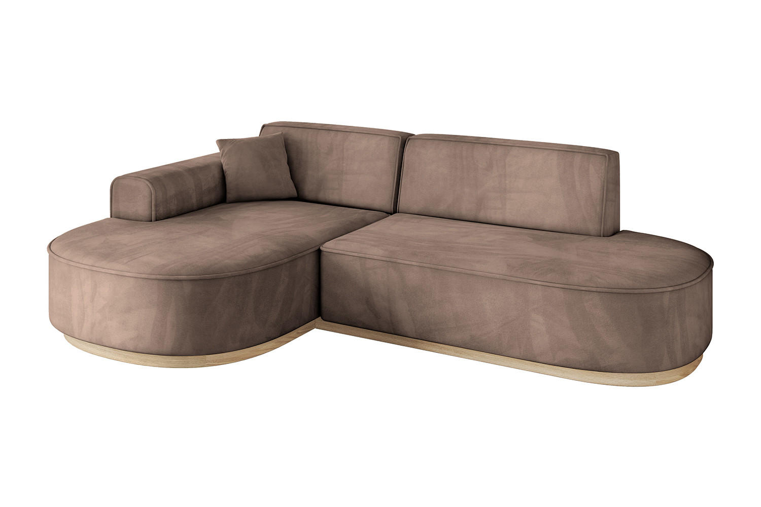 ECKSOFA Ottomane Links MARI-L1-v1 - 243x171x83 cm Braun Velours - Braun, Holzwerkstoff/Textil (243/171cm) - ALTDECOR