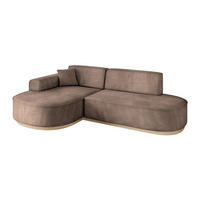 ECKSOFA Ottomane Links MARI-L1-v1 - 243x171x83 cm Braun Velours - Braun, Holzwerkstoff/Textil (243/171cm) - ALTDECOR
