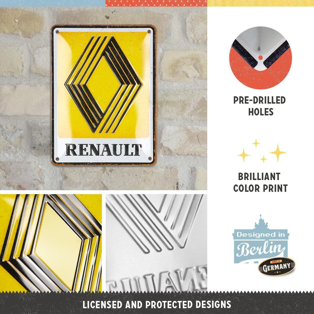 BLECHSCHILD 15/20 cm Renault Logo 1972 - Multicolor, Metall (15/20/0.5cm) - Nostalgic-Art