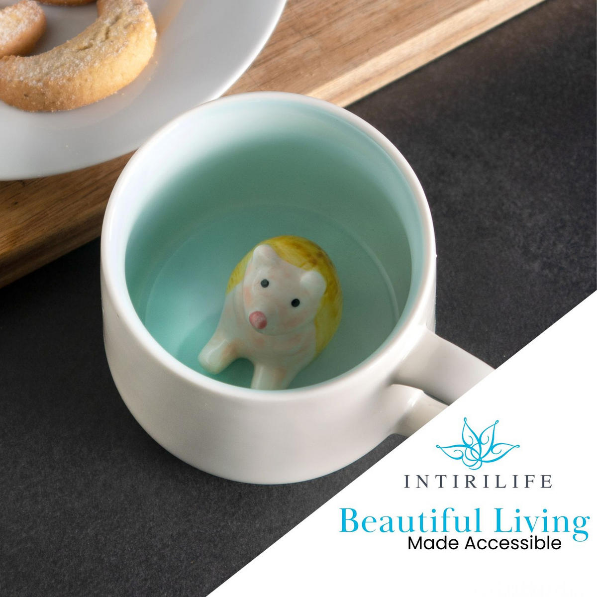 KAFFEETASSE 300ml 3D Cartoon - Weiß, Keramik (0.3L) - Intirilife