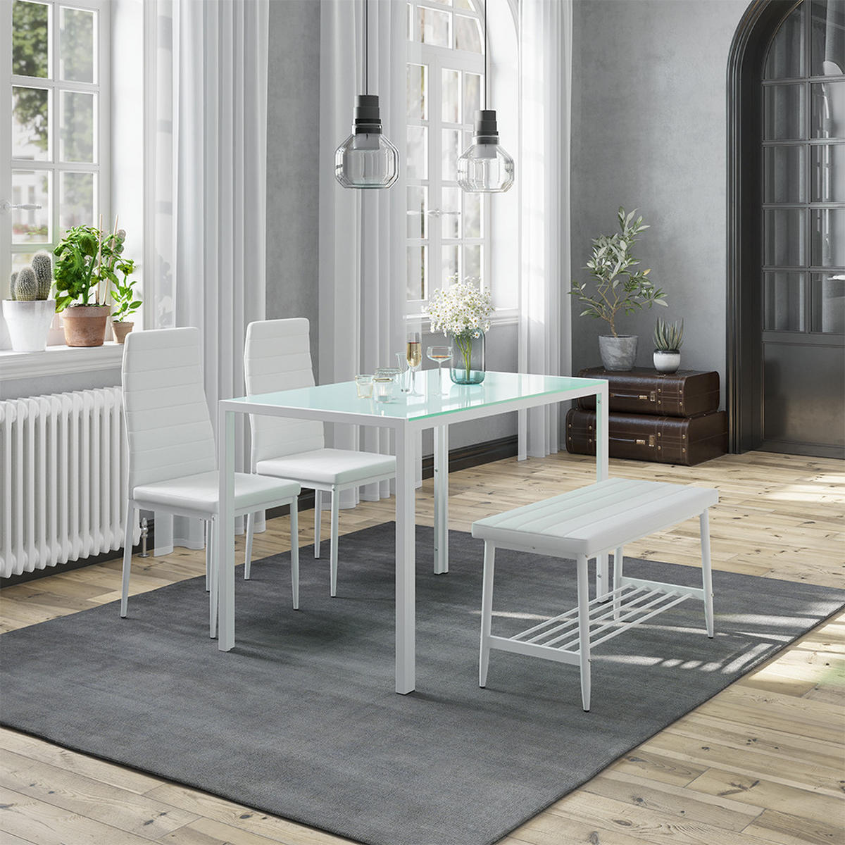 SITZBANK Grand Weiß 85 x 35 cm - Weiß, Textil (85/46.5/35cm) - Vicco