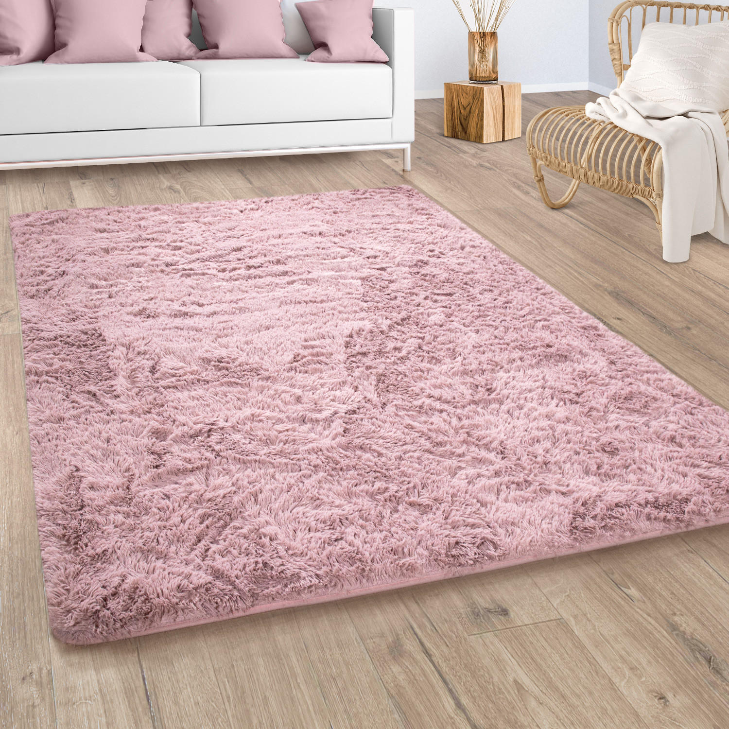 HOCHFLORTEPPICH 60/100 cm Silky 591 - Rosa, Textil (60/100cm) - Paco Home