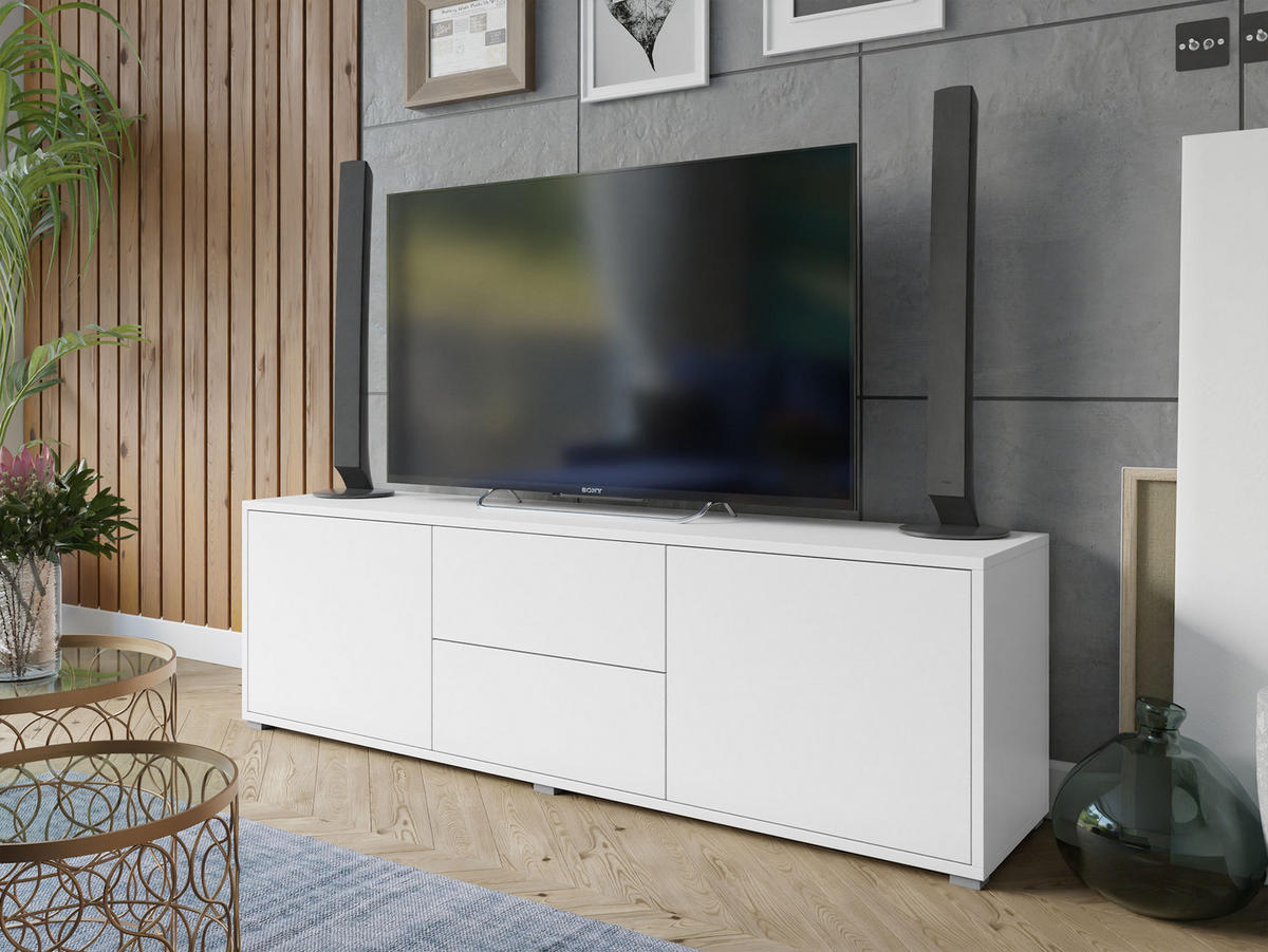 TV-ELEMENT Gesita - Silberfarben/Weiß, Holzwerkstoff/Kunststoff (141/50/41cm) - MIRJAN24