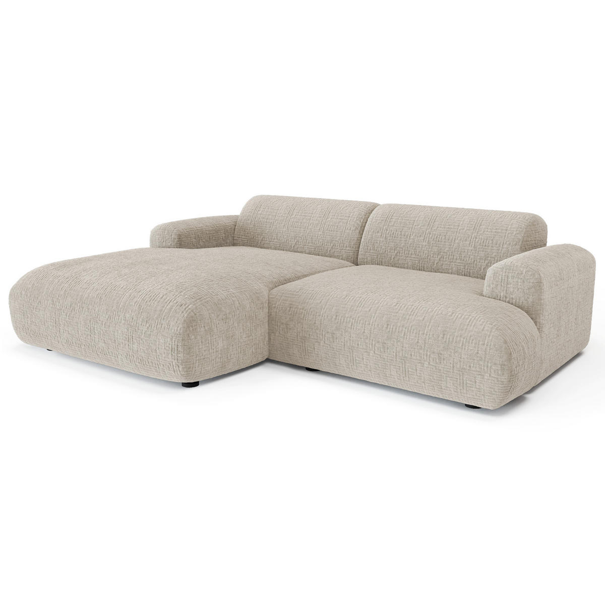 ECKSOFA LINKS Gemusterter Samt Beige 266cm - Beige, Textil (165/266cm) - Sia Home