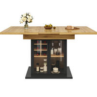 STOL za blagovaonicu 110-140/80 cm, crni MDF, proširivi s vinskim pretincem - crna, drvni materijal (110/80/76cm) - BEAOK