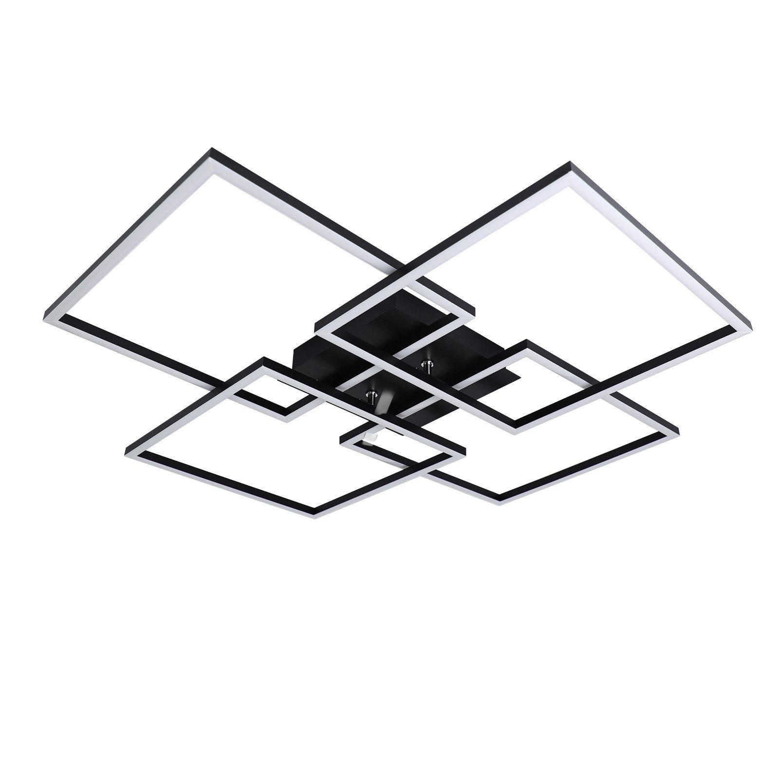 LED-DECKENLEUCHTE Galloway 72.4/72.4/7.3 cm - Schwarz, Metall (72.4/72.4/7.3cm) - Nettlife