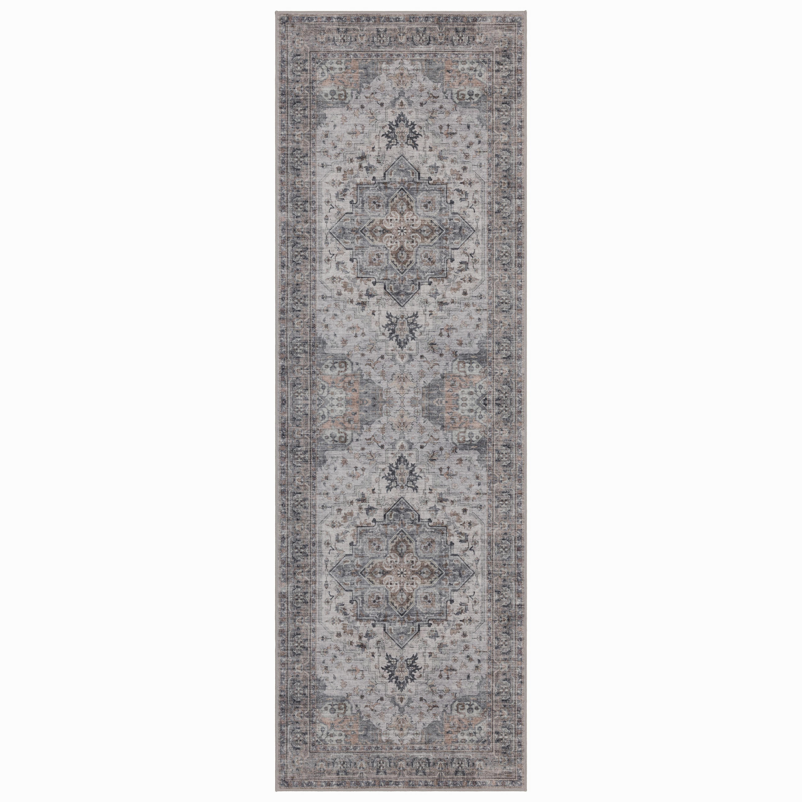 LÄUFER waschbar, mit Medaillon, VERNANTE in Beige-Grau, 80 x 150 cm - Beige, Textil (80/150cm) - KADIMA DESIGN